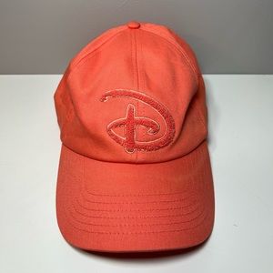Walt Disney World Ball Cap w/ Disney D Hot Coral Color / Adjustable /